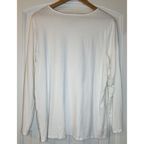 Chicos True Color Tees Shirt SZ 3 Ivory Cotton Blend Scoop Neck Top - Picture 3 of 7